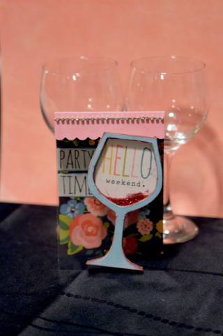 Clear Scraps Party Time Wine Glass Shaker Card by Pinky - 2