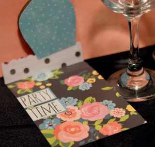 Clear Scraps Party Time Wine Glass Shaker Card by Pinky - 2