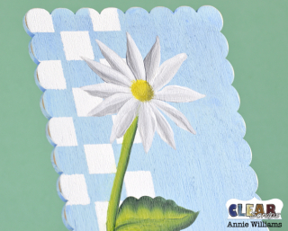 Handpainted and Stenciled Phone Stand by Annie Williams - Detail for CS