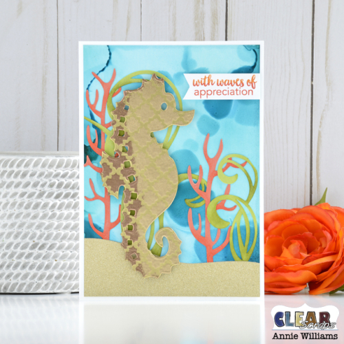 Stenciled Seahorse Card by Annie Williams for Clear Scraps - Main