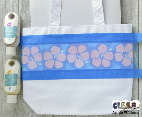 Color Changing Vacation Tote by Annie Williams for Clear Scraps - Stenciling