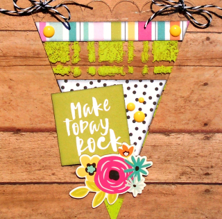 Clear_Scraps_Acrylic Pennant_Make Today Rock close up 1