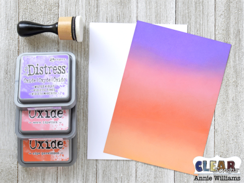 Cattails at Sunset Card by Annie Williams for Clear Scraps - Inking Background