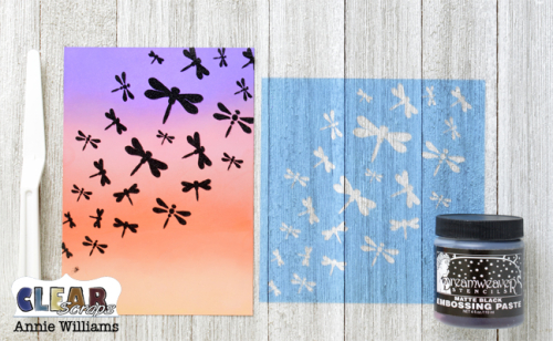 Cattails at Sunset Card by Annie Williams for Clear Scraps - Embossing Paste