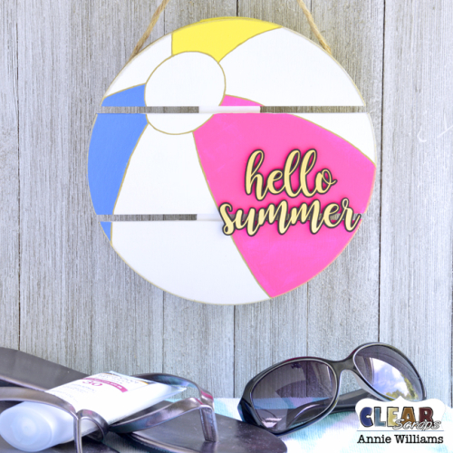 Hello Summer Beach Ball Sign by Annie Williams for Clear Scraps - Main Hello Summer Beach Ball Sign by Annie Williams for Clear Scraps - Main
