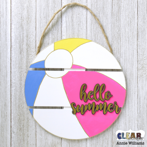 Hello Summer Beach Ball Sign by Annie Williams for Clear Scraps - Full Hello Summer Beach Ball Sign by Annie Williams for Clear Scraps - Full