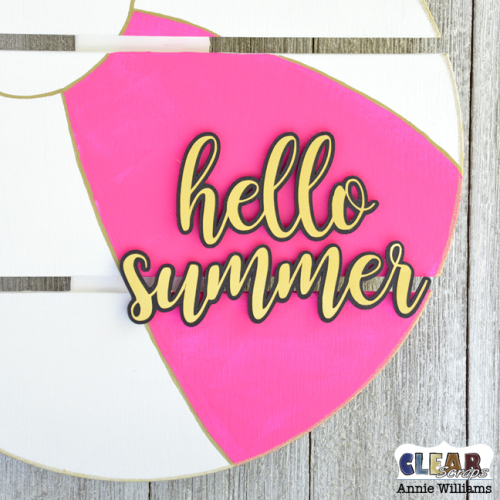 Hello Summer Beach Ball Sign by Annie Williams for Clear Scraps - Detail Hello Summer Beach Ball Sign by Annie Williams for Clear Scraps - Detail