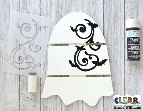 Glow in the Dark Ghost Pallet Decor by Annie Williams for Clear Scraps - Stencil Bats