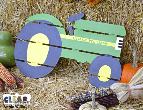 Personalized Tractor Pallet by Annie Williams for Clear Scraps - Final