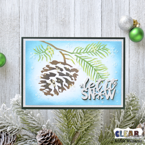 Snowy Pine Cone Card by Annie Williams for Clear Scraps - Main