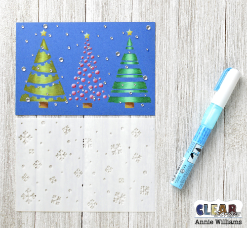 Snowy Christmas Tree Card by Annie Williams for Clear Scraps - Snow Placement