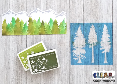 Alpine Train Card by Annie Williams for Clear Scraps - Stencil Background