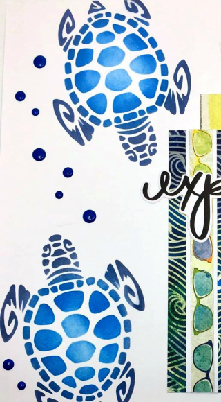 Clear_Scraps_6 Stencil_Tropical Exploring close up 2