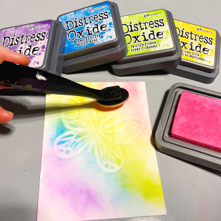 Clear_scraps_chipboard_embellishment_butterfly_card_emboss_technique_tamisanders_rainbow_ink