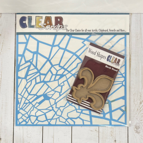 Clear_Scraps_Shattered Glass_Stencil_Fleur-de-lis_Chipboard_Shaker Clear_Scraps_Shattered Glass_Stencil_Fleur-de-lis_Chipboard_Shaker