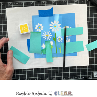 Clear Scraps stencil flowers card 6