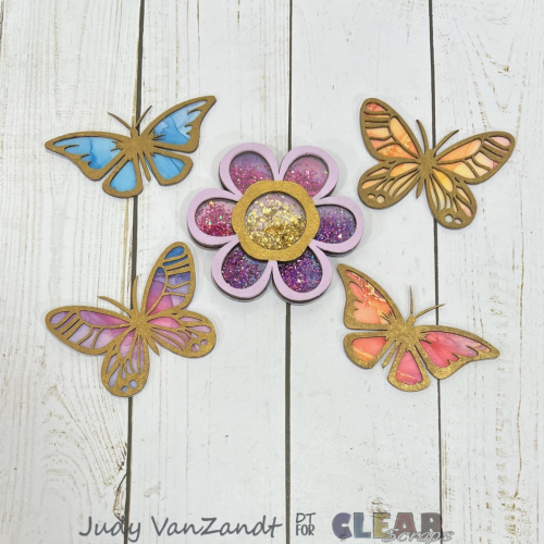 Clear_Scraps_Fancy Butterfly_Chipboard_Embellishment_Mini_Shaker_Flower