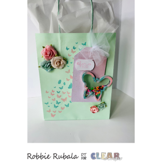 Clear Scraps butterfly shaker tag and bag