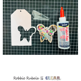 Clear Scraps butterfly shaker tag and bag 22