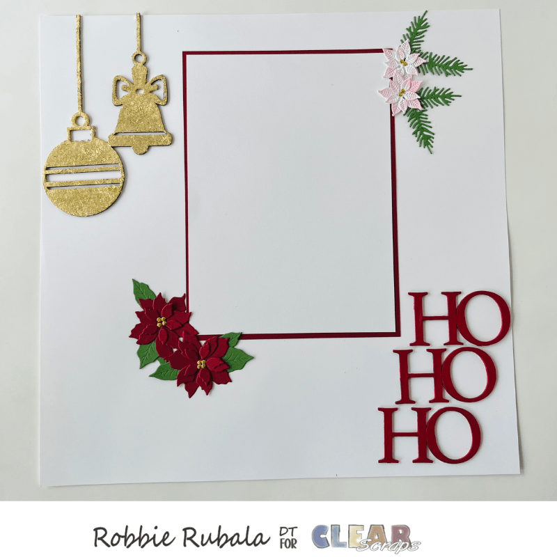 Clear Scraps Bell Bulbs and Ho Ho Ho scrapbook page