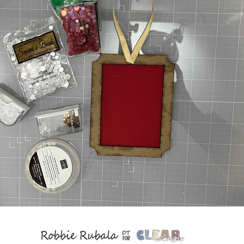 Clear Scraps mini shaker rectangle tag