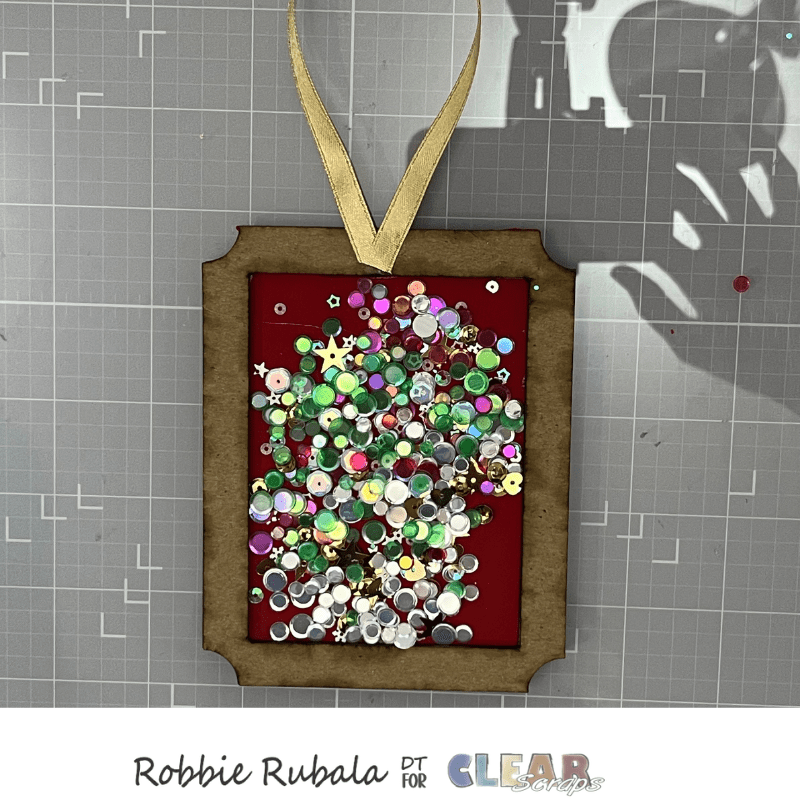 Clear Scraps mini shaker rectangle tag