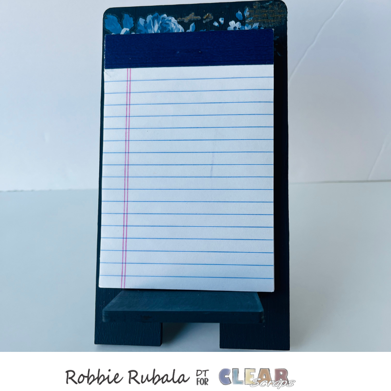 Notepad holder using Clear Scraps phone stand – Clear Scraps Project Post