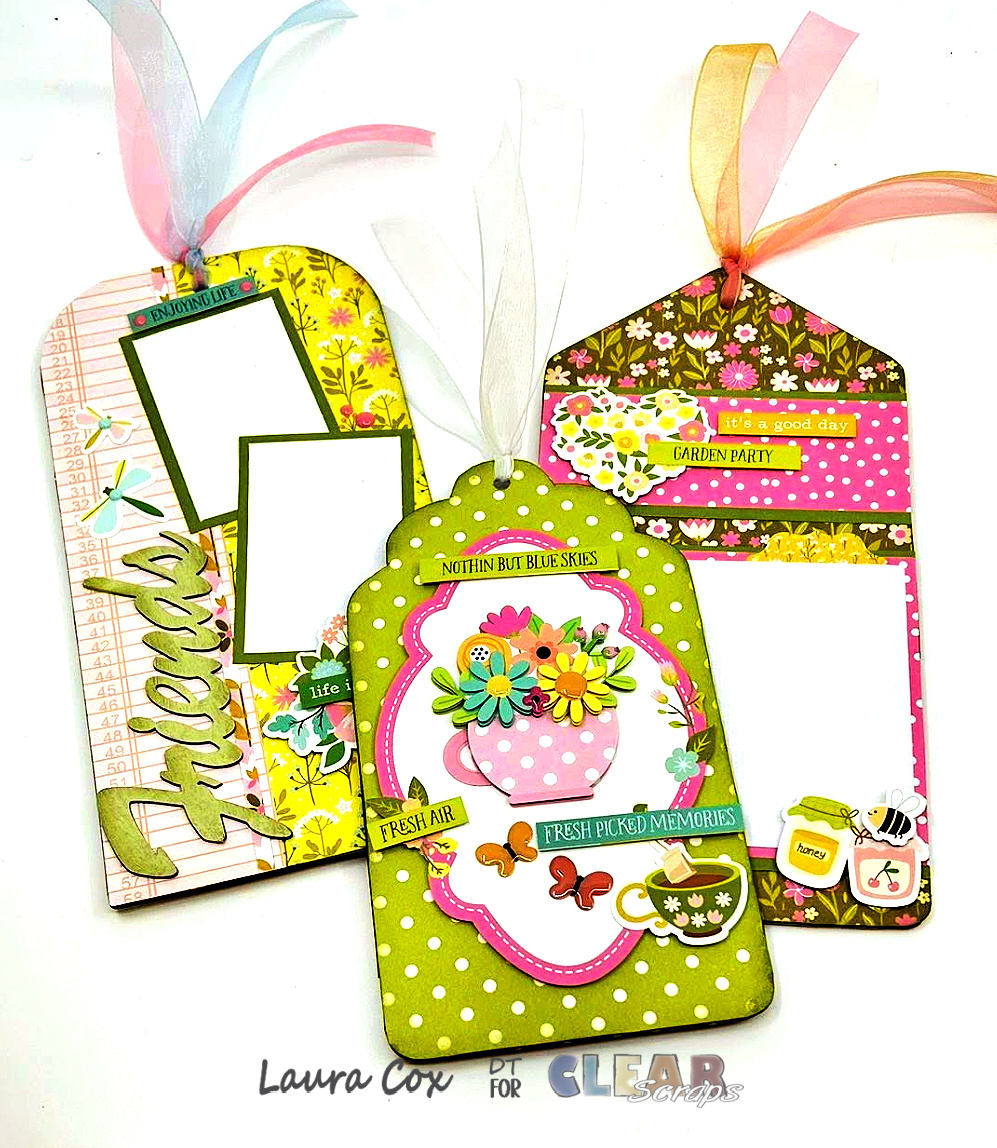 Clear Scraps Chipboard Tags–Tea Time